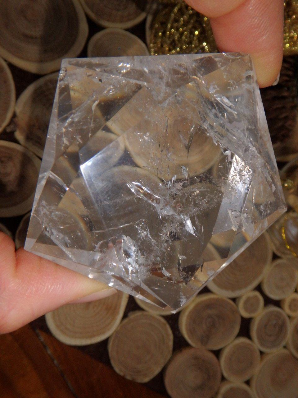 Clear Quartz Star Pentagon Sacred Geometry Carving - Earth Family Crystals