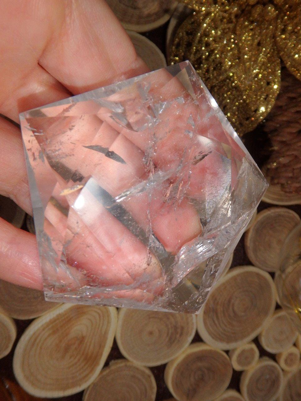 Clear Quartz Star Pentagon Sacred Geometry Carving - Earth Family Crystals
