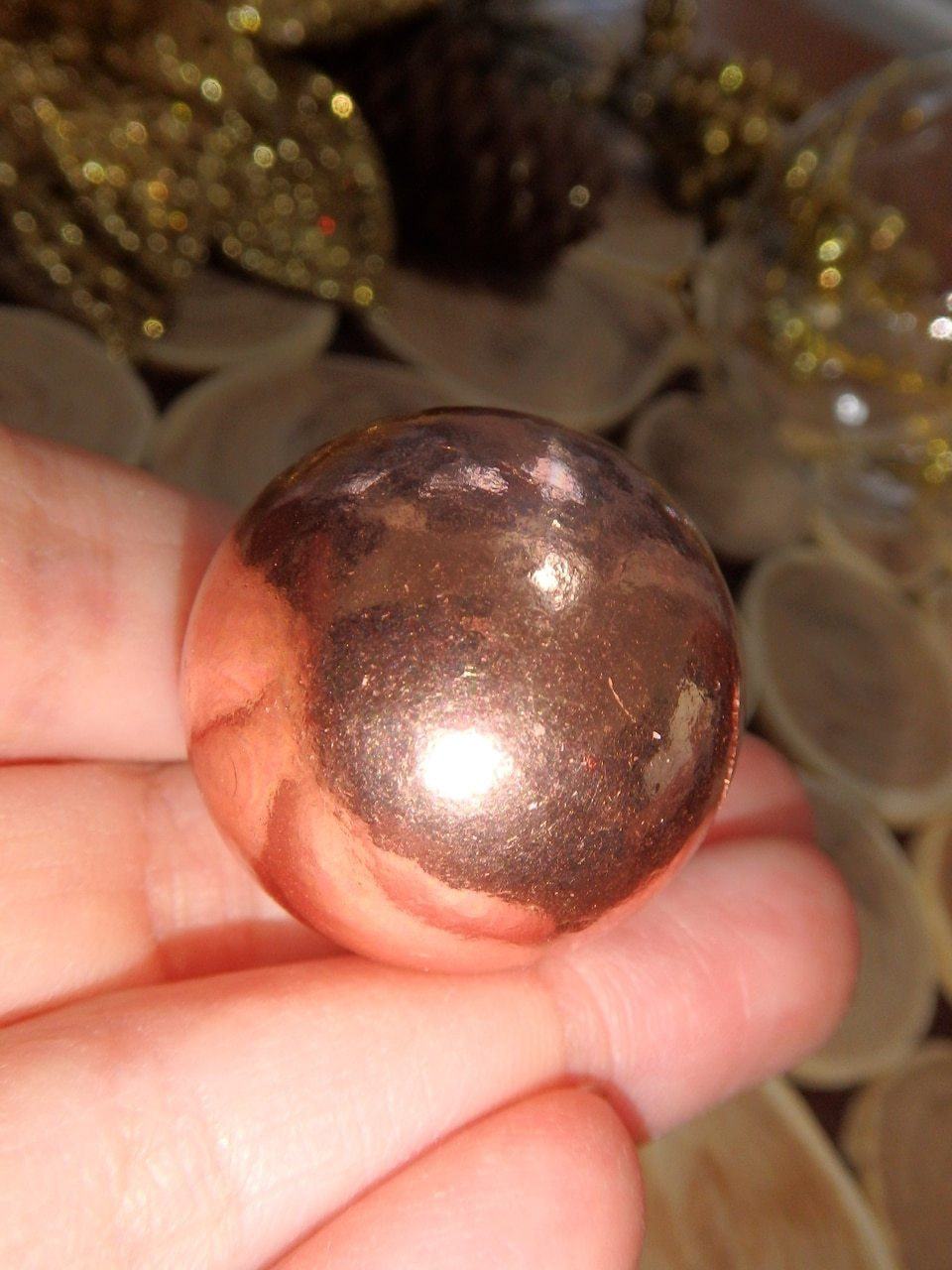 Dense & Shiny Copper Sphere Carving - Earth Family Crystals