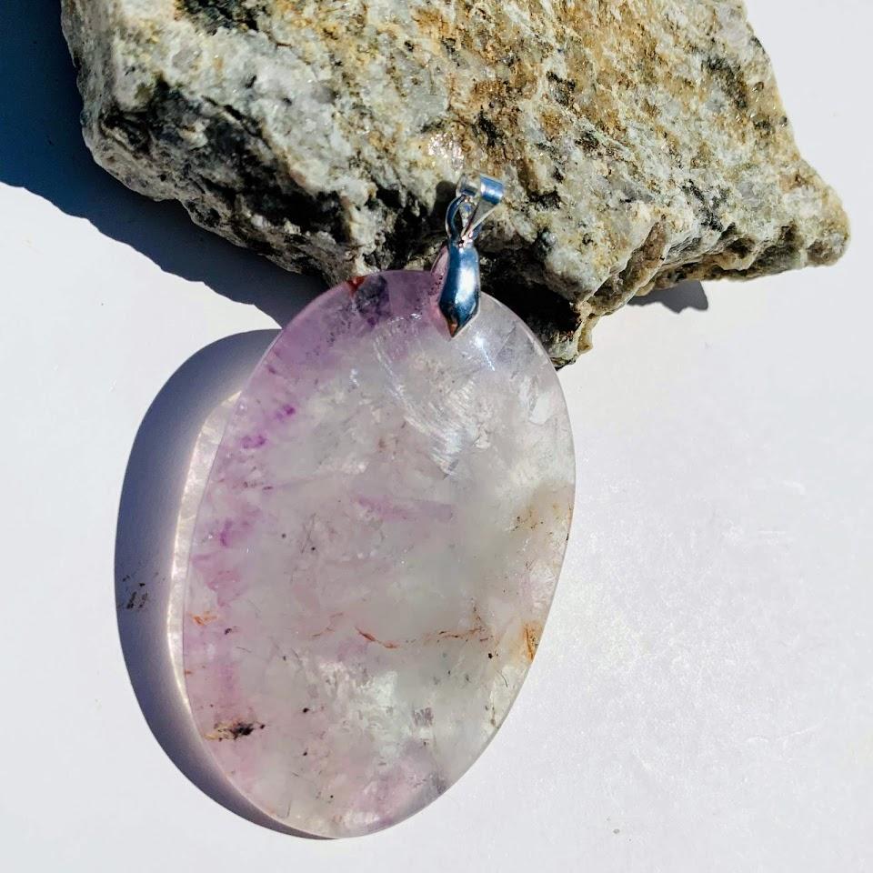Genuine Polished Auralite-23 Chunky Reiki Pendant (Includes Silver Chain) #2 - Earth Family Crystals