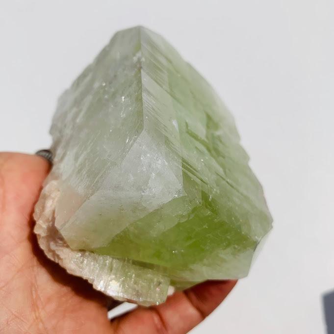 Deep Green Chunky Apophyllite With Pink Stilbite Inclusions From India - Earth Family Crystals
