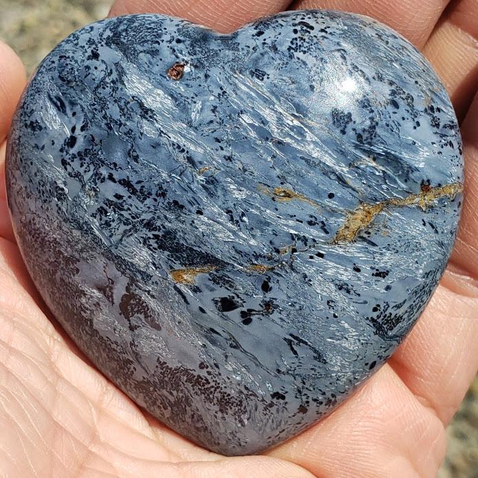 Rare Incredible Silky Patterns Large Pietersite Heart Carving from Namibia #2 - Earth Family Crystals