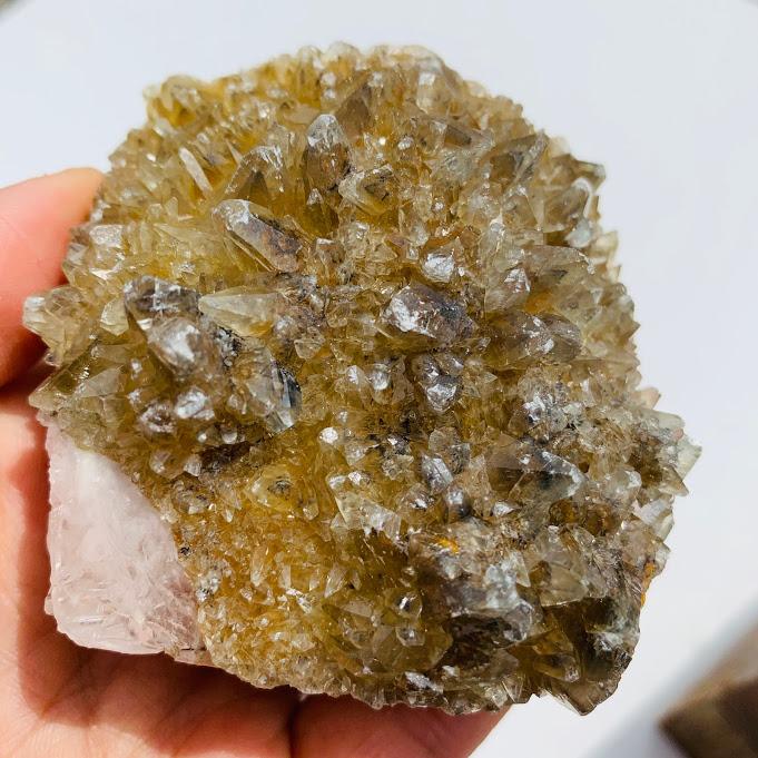 One of a Kind Chunky Danburite With Stellar Beam Calcite Phantom Included Druzy From Mexico - Earth Family Crystals
