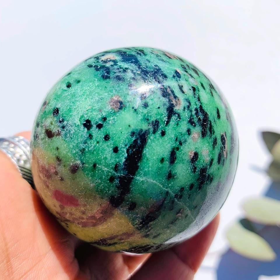 Gorgeous Colors Large Ruby Zoisite Sphere Carving - Earth Family Crystals