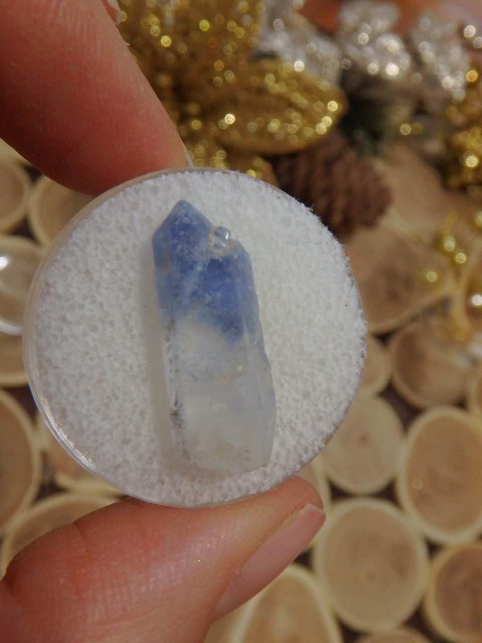 Rare Natural Blue Dumortierite in Quartz Point in Collectors Box From Brazil - Earth Family Crystals