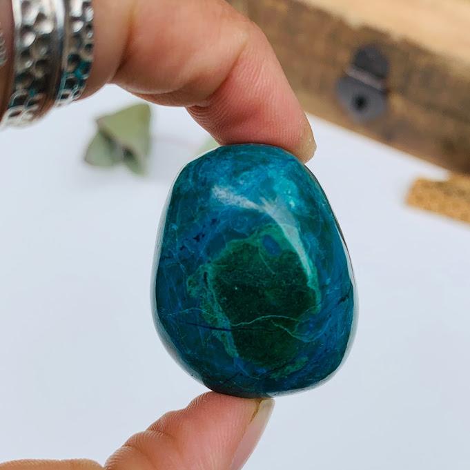 Robin Egg Turquoise Chrysocolla Palm Stone #2 - Earth Family Crystals