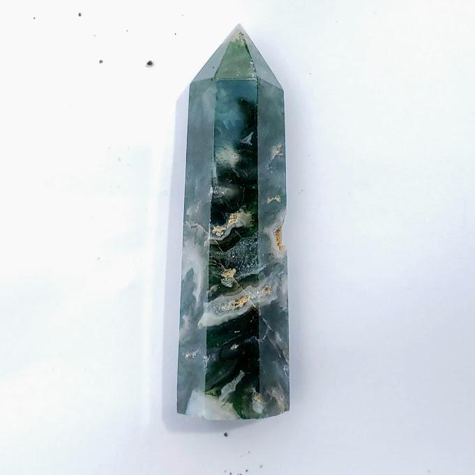 Polished Moss Agate Standing Display Tower #6 - Earth Family Crystals
