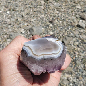 Pretty Lavender Purple Amethyst & Agate Standing Display Point Partially Polished From Uruguay - Earth Family Crystals