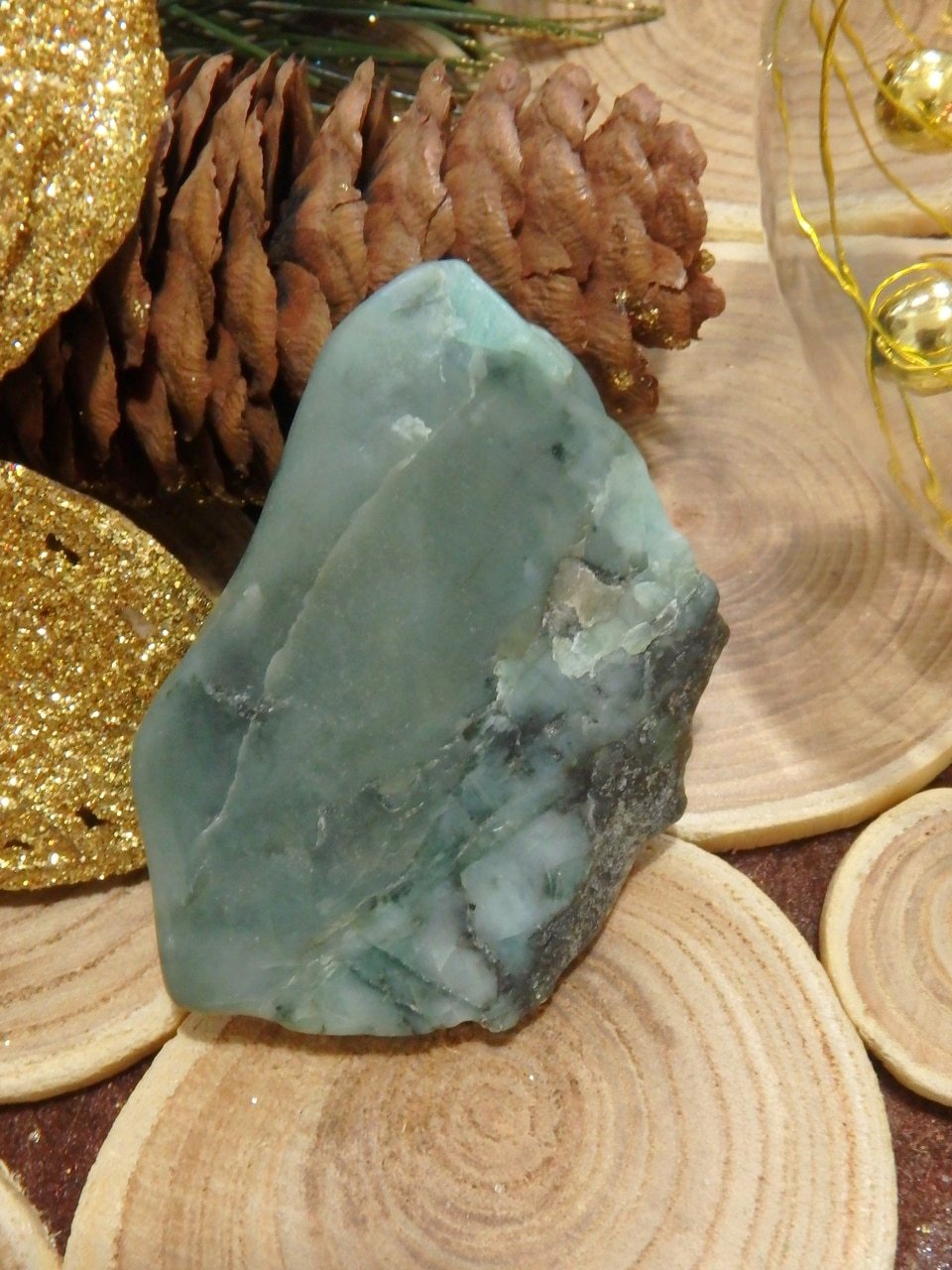 Polished Emerald Slice Free Form From Brazil 1 - Earth Family Crystals