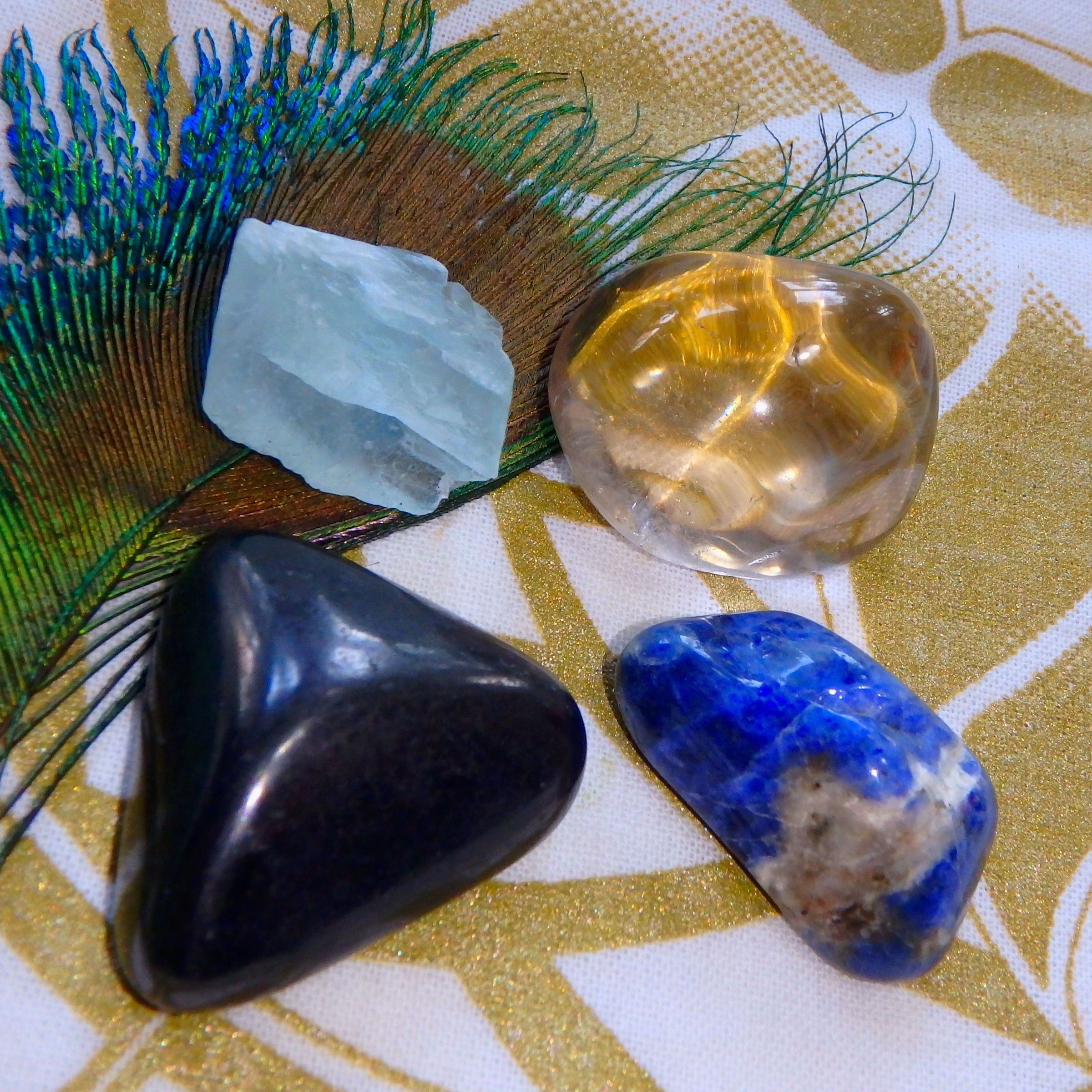 The Ultimate EMF PROTECTION KIT~Includes Shungite, Smoky Quartz, Sodalite & Raw Fluorite - Earth Family Crystals