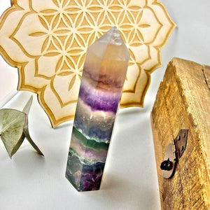 Stunning Large Rare Frosty Pink & Rainbow Fluorite Standing Display Tower #3 - Earth Family Crystals