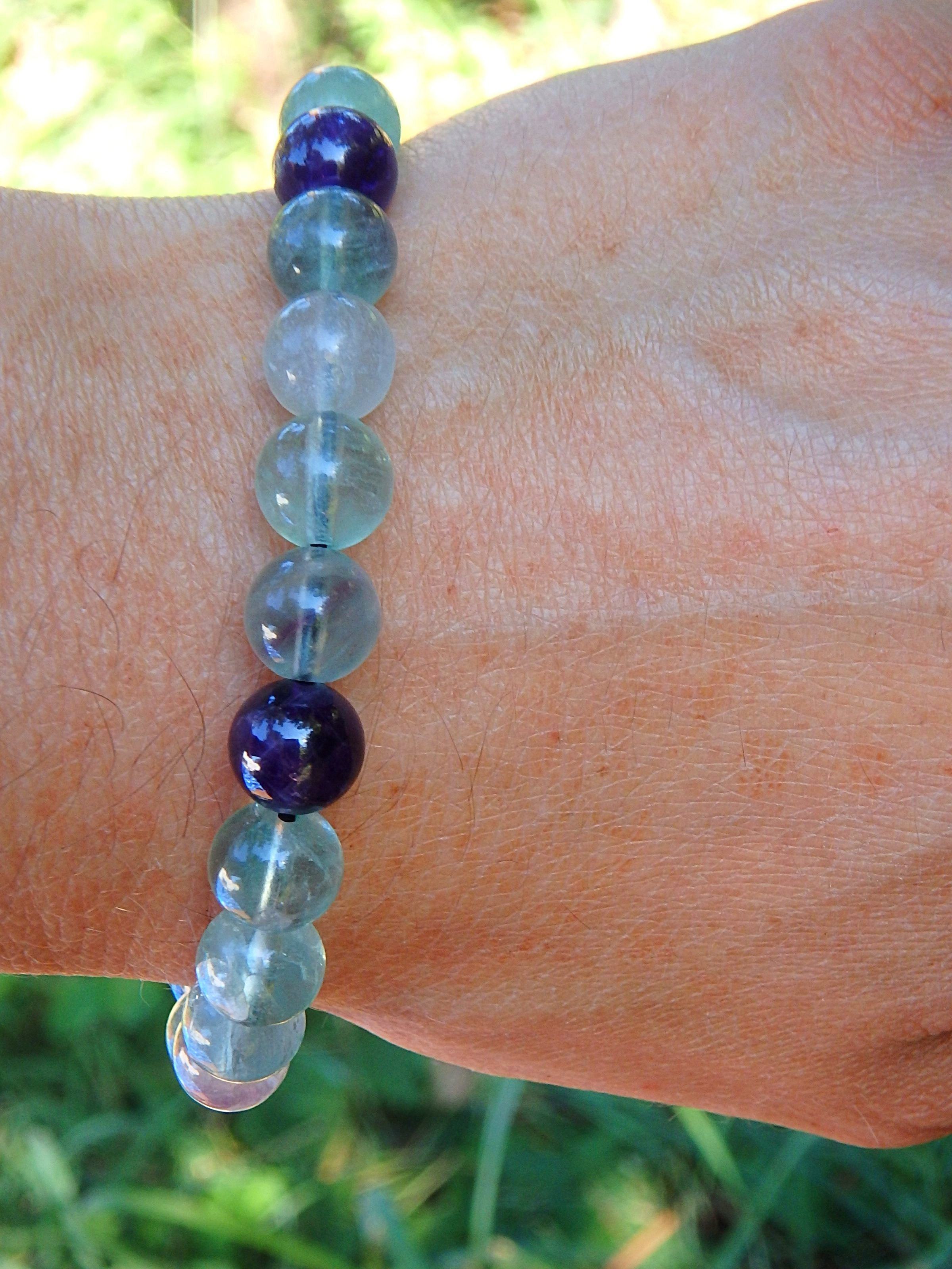 Brilliant Rounded Beads Rainbow Fluorite Adjustable Bracelet - Earth Family Crystals