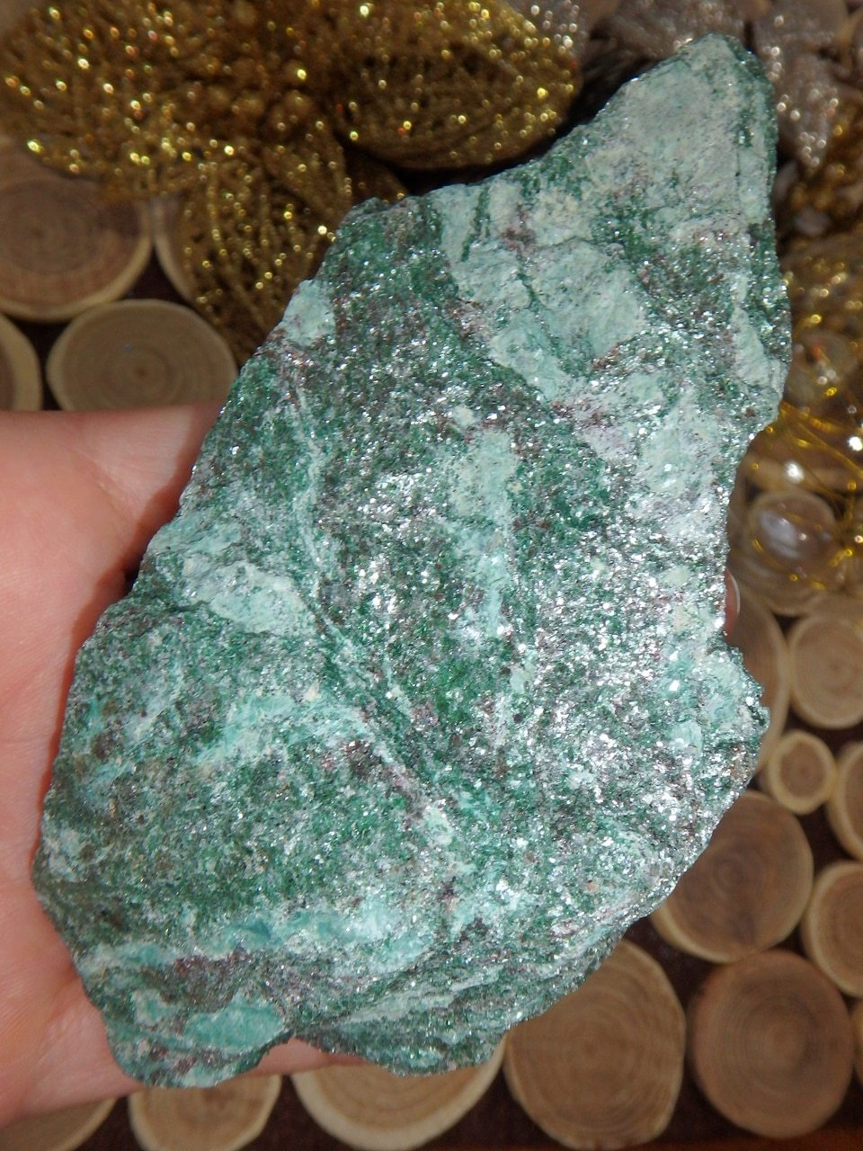 Sparkling Radiant Energy Chunky Mint Green Fuchsite Raw Specimen - Earth Family Crystals