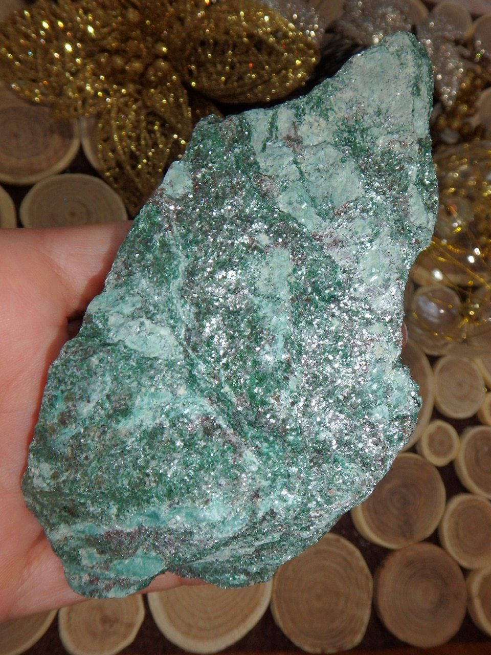 Sparkling Radiant Energy Chunky Mint Green Fuchsite Raw Specimen - Earth Family Crystals