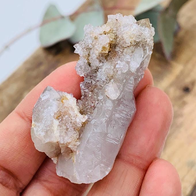 Elestial & Red Hematite Included Spirit Quartz Cluster From South Africa - Earth Family Crystals