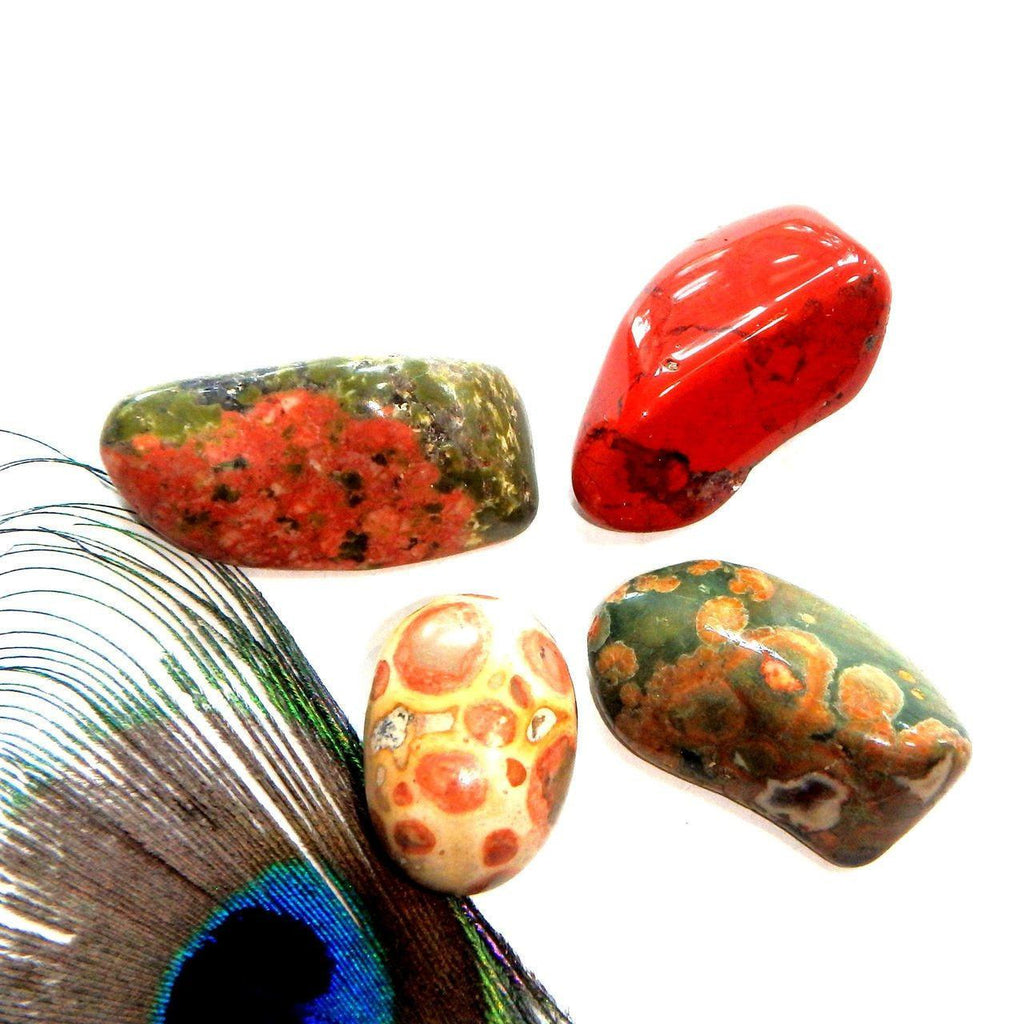 Earth Healing Jasper Crystal Kit (Contains Unakite, Red Jasper, Leopard Skin Jasper, Rainforest Jasper) - Earth Family Crystals