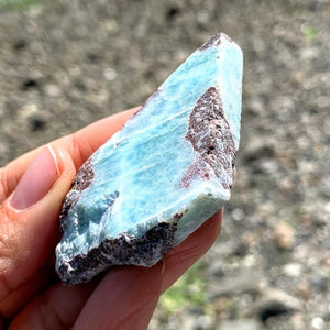 Unpolished Creamy Blue Larimar Slice from the Dominican Republic #2 - Earth Family Crystals