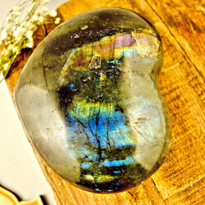 Streak of Rare Purple & Pink Rainbow Flash Puffy Large Labradorite Love Heart