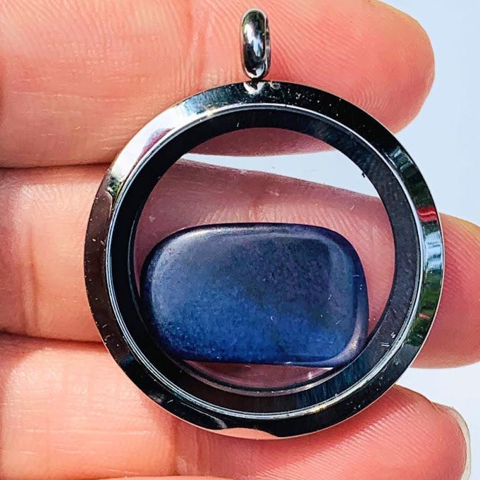 Deep Purple Sugilite Floating stones in Locket Style Unscrewable Stainless Steel Pendant (Includes Silver Chain) - Earth Family Crystals