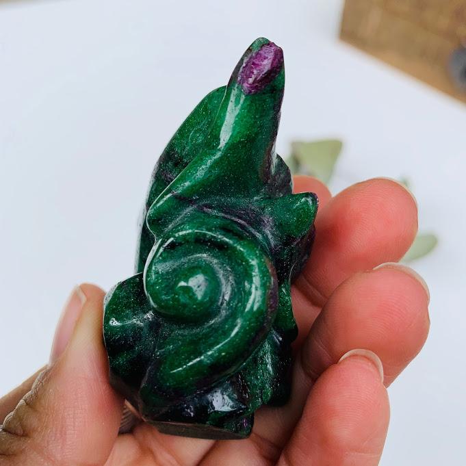 Ruby Zoisite Double Dolphin Standing Display Carving *REDUCED*