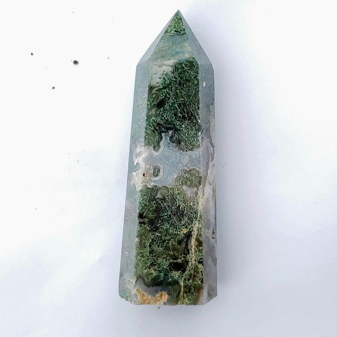 Polished Moss Agate Standing Display Tower #8 - Earth Family Crystals