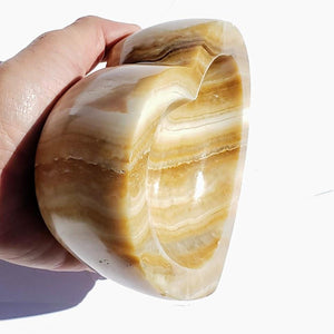 Incredible XL Orange Onyx Heart Bowl Display Carving~Perfect to Hold Precious Gems!