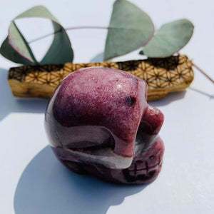 Rare Burgundy Thulite Skull Carving From Greenland - Earth Family Crystals