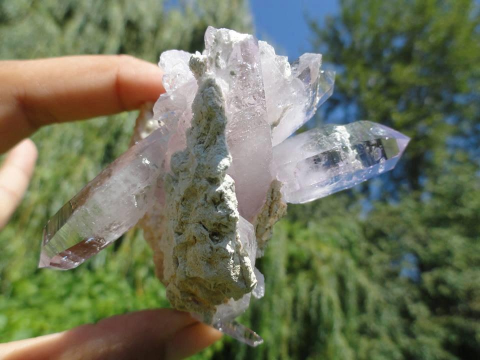 Clear Purple VERA CRUZ AMETHYST Points On Intricate Matrix - Earth Family Crystals