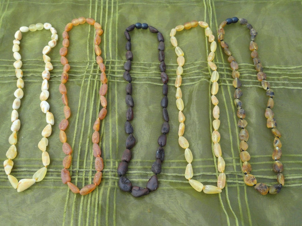 Pain Relieving Unpolished Genuine BALTIC AMBER Adult NECKLACES (18 inch length) Choose from :  Cognac,Lemon, Butterscotch* - Earth Family Crystals