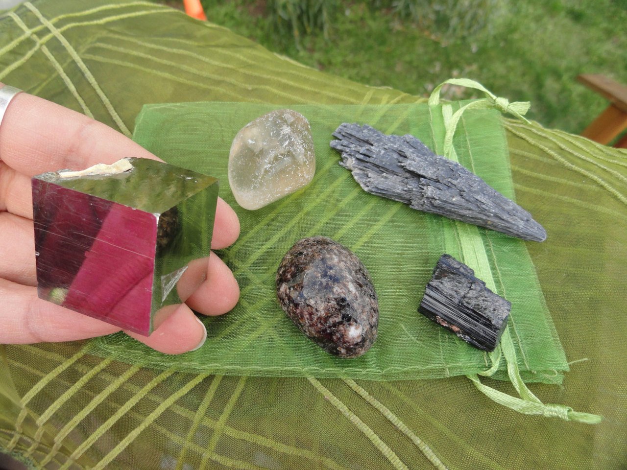 The Ultimate ~ EXTREME GROUNDING CRYSTAL Kit**(Includes Black Kyanite Wand, Dravite,Iron Pyrite Cube,Black Tourmaline,Smoky Quartz) - Earth Family Crystals