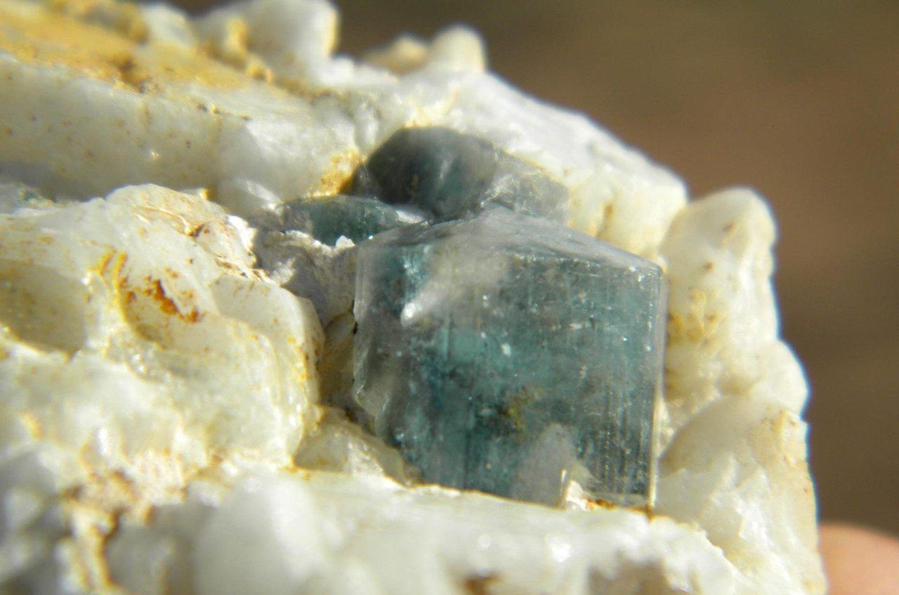 Dark blue AQUAMARINE On Matrix With Muscovite* - Earth Family Crystals