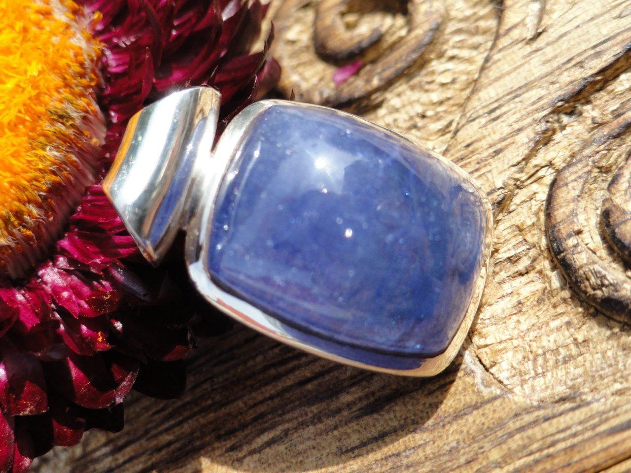 Electric Blue TANZANITE PENDANT In Sterling Silver * Includes Free Silver Chain - Earth Family Crystals
