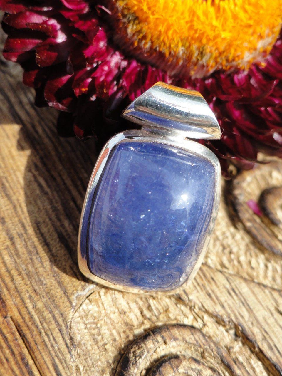 Electric Blue TANZANITE PENDANT In Sterling Silver * Includes Free Silver Chain - Earth Family Crystals