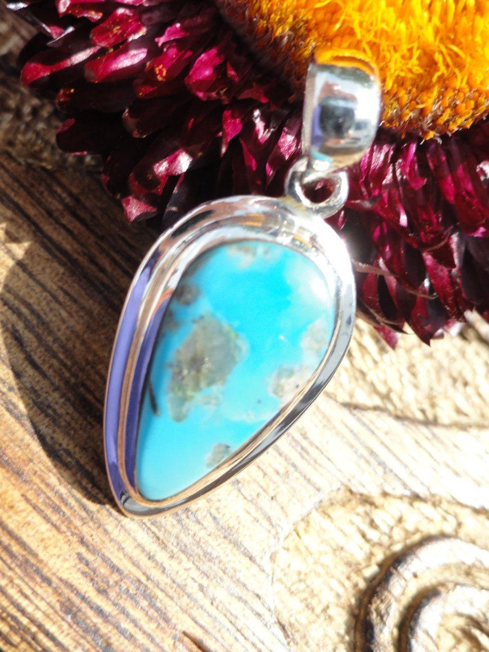 Arizona TURQUOISE PENDANT In Sterling Silver * Includes Free Silver chain* - Earth Family Crystals