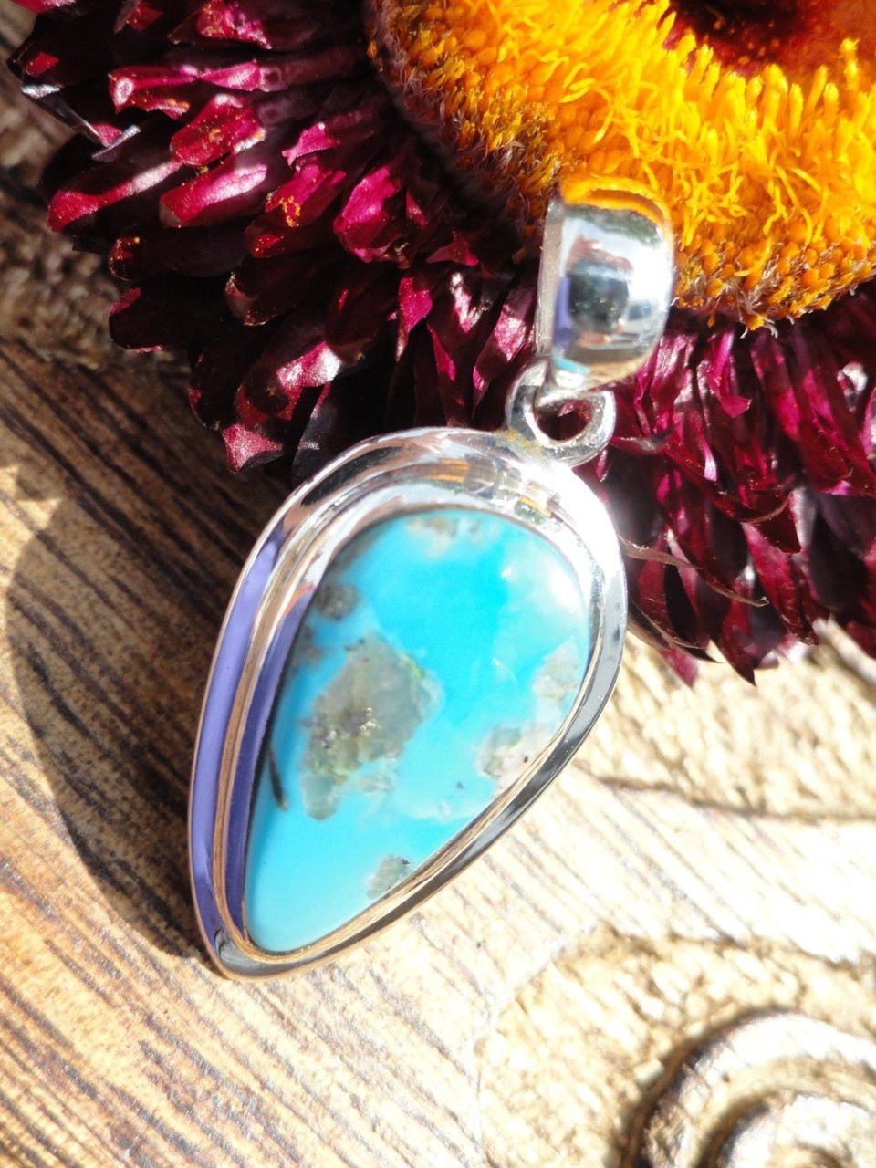 Arizona TURQUOISE PENDANT In Sterling Silver * Includes Free Silver chain* - Earth Family Crystals