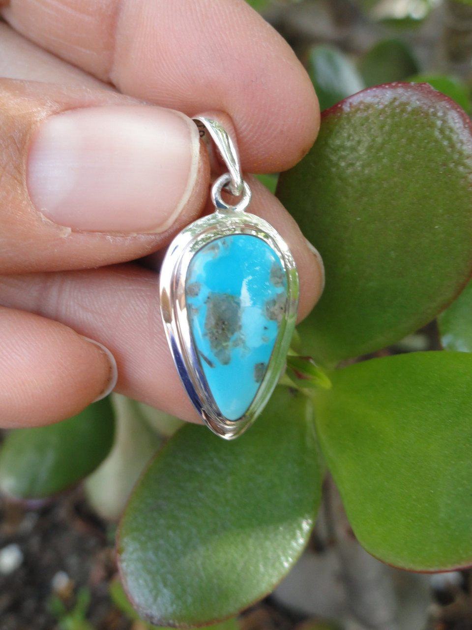 Arizona TURQUOISE PENDANT In Sterling Silver * Includes Free Silver chain* - Earth Family Crystals