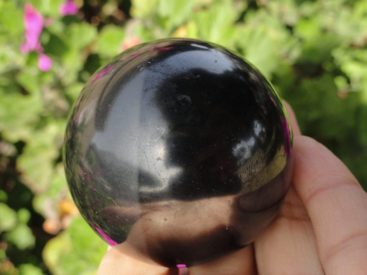 Midnight Black EMF Protective SHUNGITE SPHERE With Pyrite Veins From Russia* - Earth Family Crystals