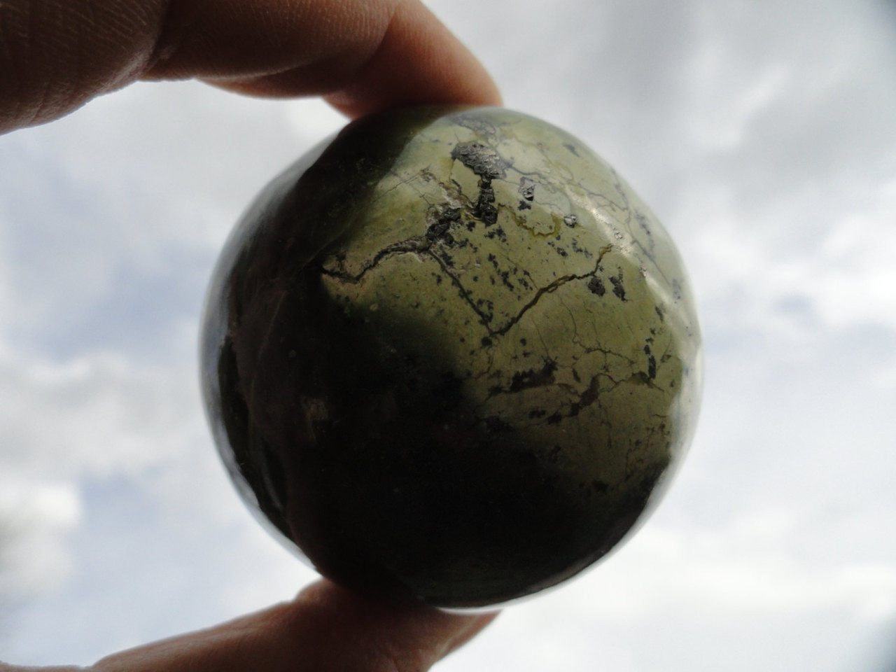 Beautiful Forest & Lime Green SERPENTINE SPHERE With PYRITE Veins* - Earth Family Crystals