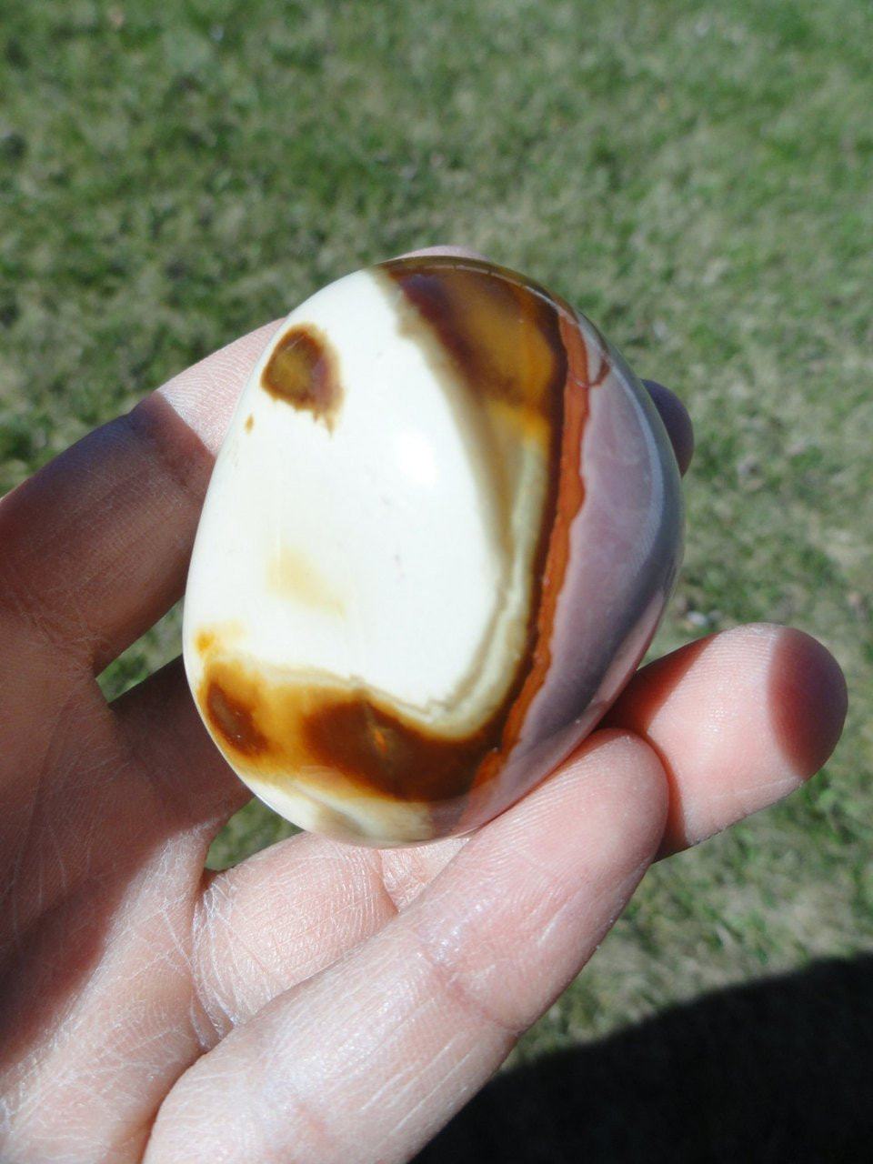 Creamy Pink & Brown POLYCHROME JASPER Palm Stone *Aka Desert Jasper - Earth Family Crystals