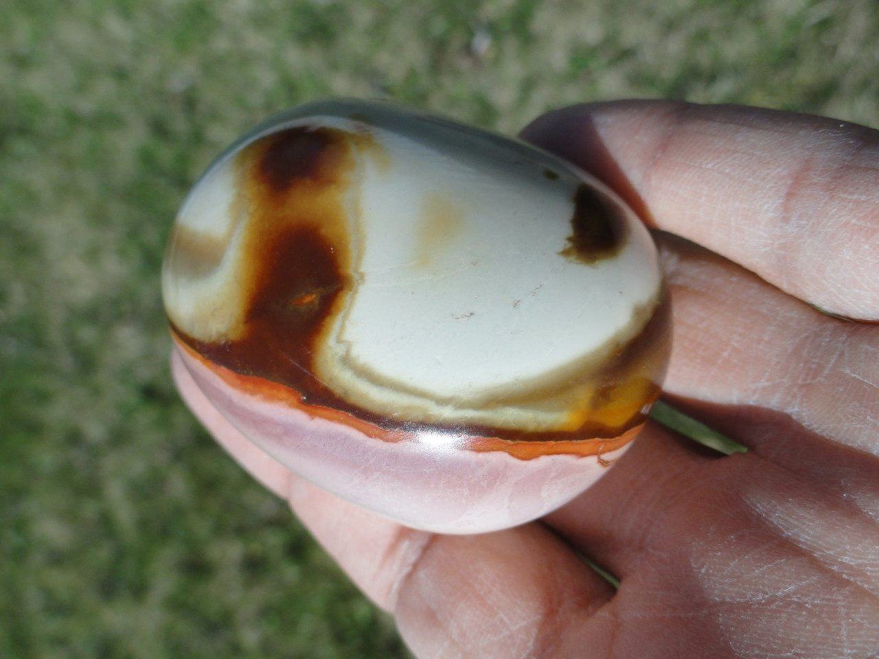Creamy Pink & Brown POLYCHROME JASPER Palm Stone *Aka Desert Jasper - Earth Family Crystals