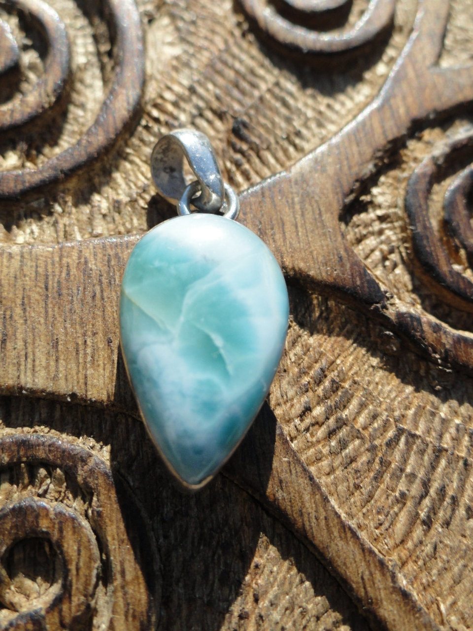 Ocean Blue LARIMAR PENDANT In Sterling Silver ~Connects To Divine Feminine, Calms fears, Relieves stress.*(Includes Silver Chain) - Earth Family Crystals
