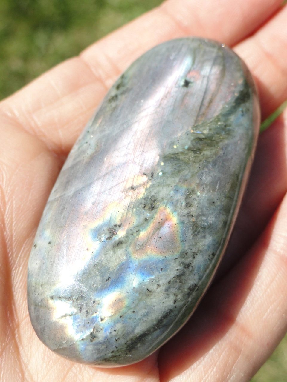 Multi Flash LABRADORITE PALM STONE* - Earth Family Crystals