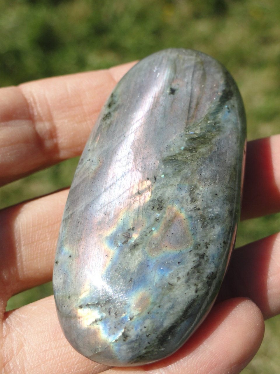 Multi Flash LABRADORITE PALM STONE* - Earth Family Crystals