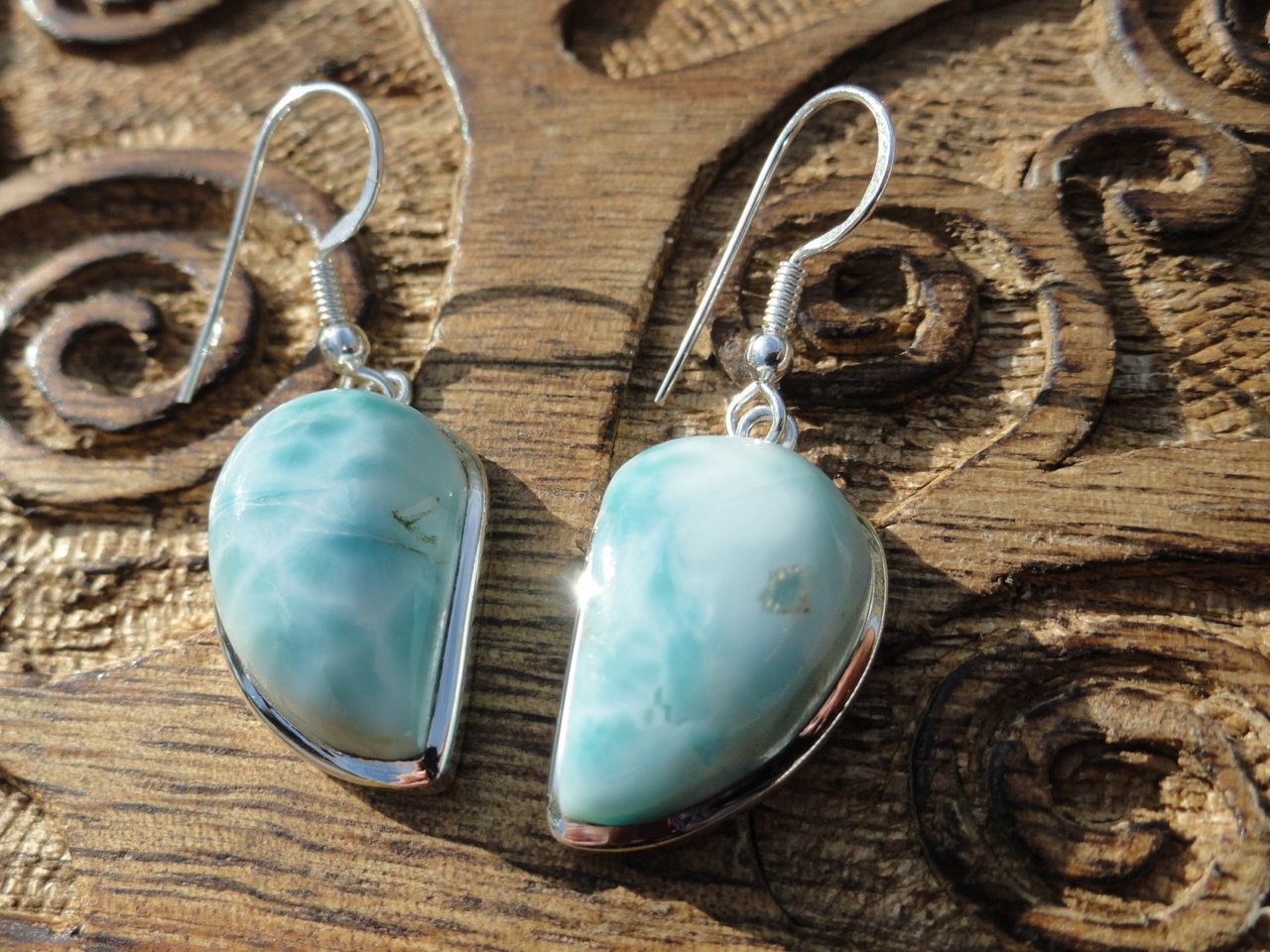 Ocean Blue LARIMAR EARRINGS~Ultimate Goddess Energy, Calms fears, Relieves stress.* - Earth Family Crystals