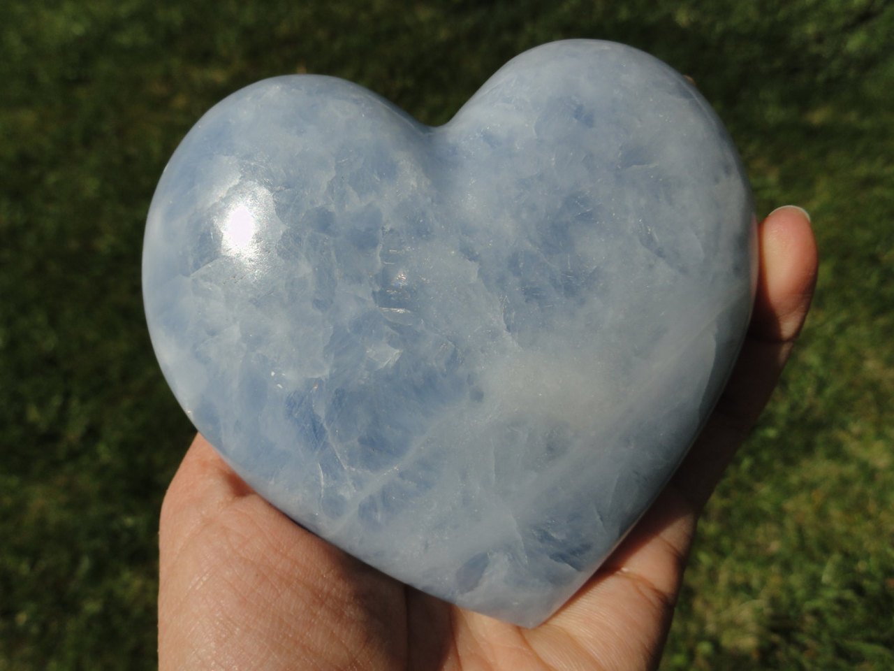 XL Sky Blue CALCITE HEART~ The Stone of Memory retention, Calming, Relaxation * - Earth Family Crystals