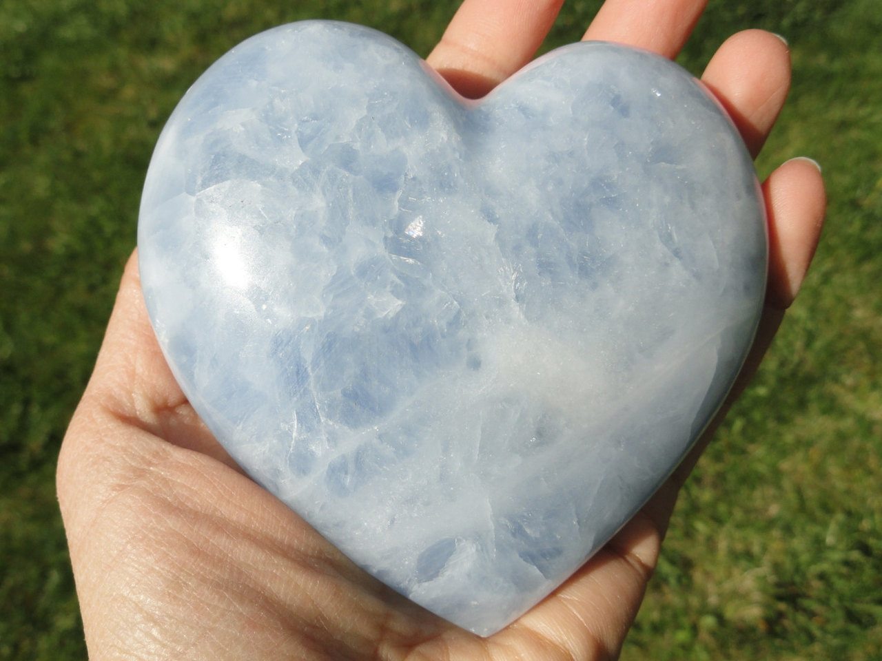 XL Sky Blue CALCITE HEART~ The Stone of Memory retention, Calming, Relaxation * - Earth Family Crystals