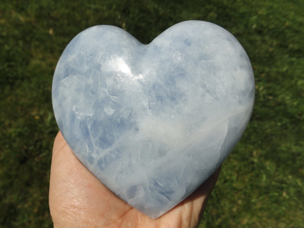 XL Sky Blue CALCITE HEART~ The Stone of Memory retention, Calming, Relaxation * - Earth Family Crystals