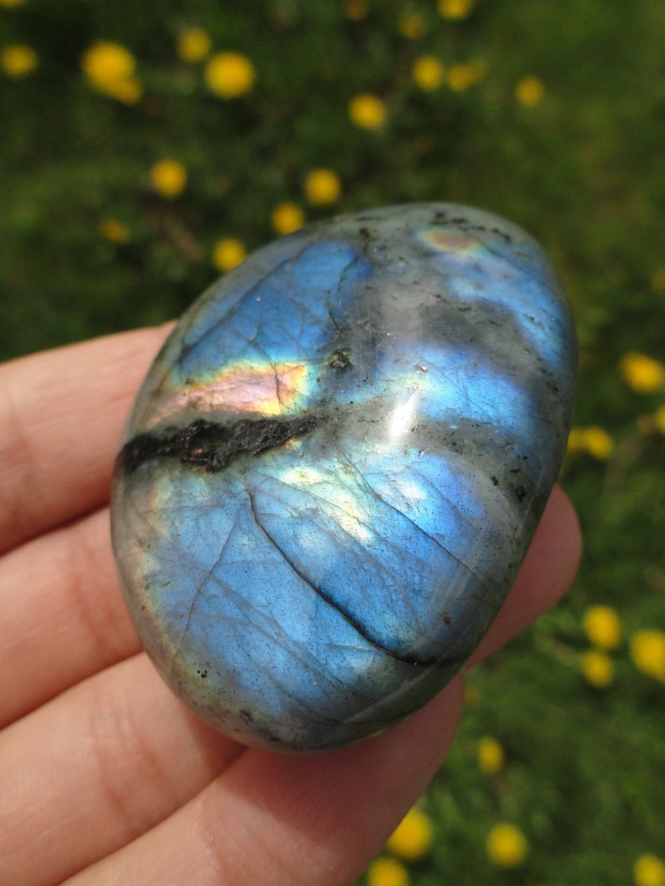 Super Rainbow Flash LABRADORITE Palm Stone* - Earth Family Crystals