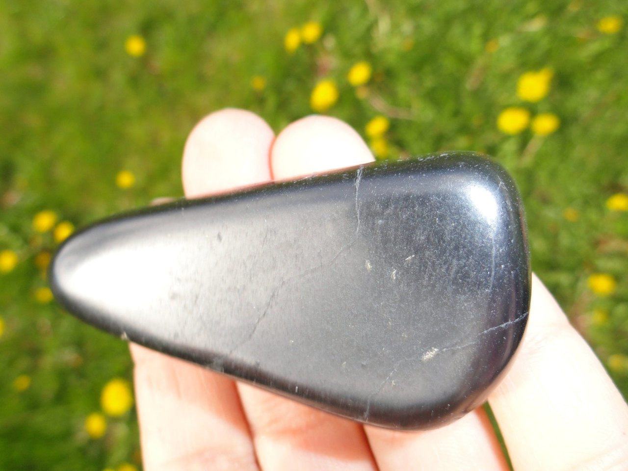 Black SHUNGITE PALM STONE* - Earth Family Crystals