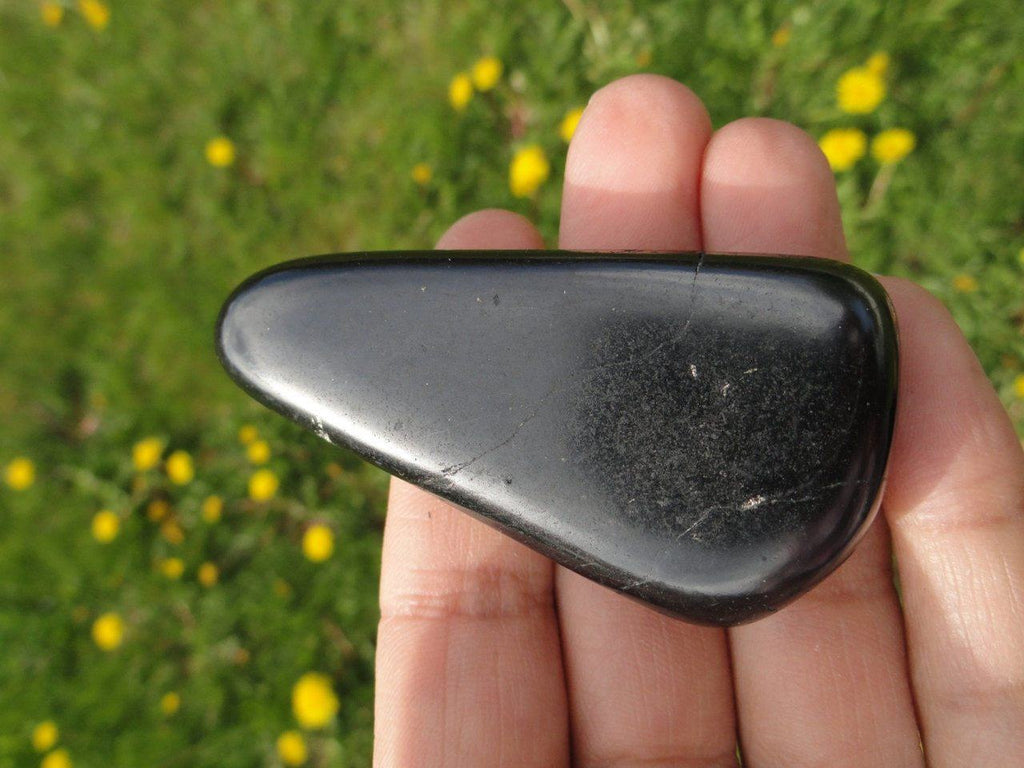Black SHUNGITE PALM STONE* - Earth Family Crystals